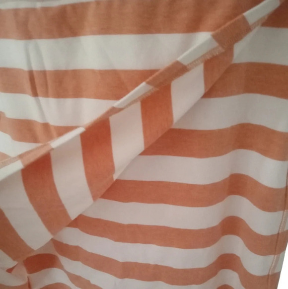 Athleta Ribbon Stripe Faux Wrap Skirt Cosmic Orange & White Stretchy Size XL - Picture 3 of 6